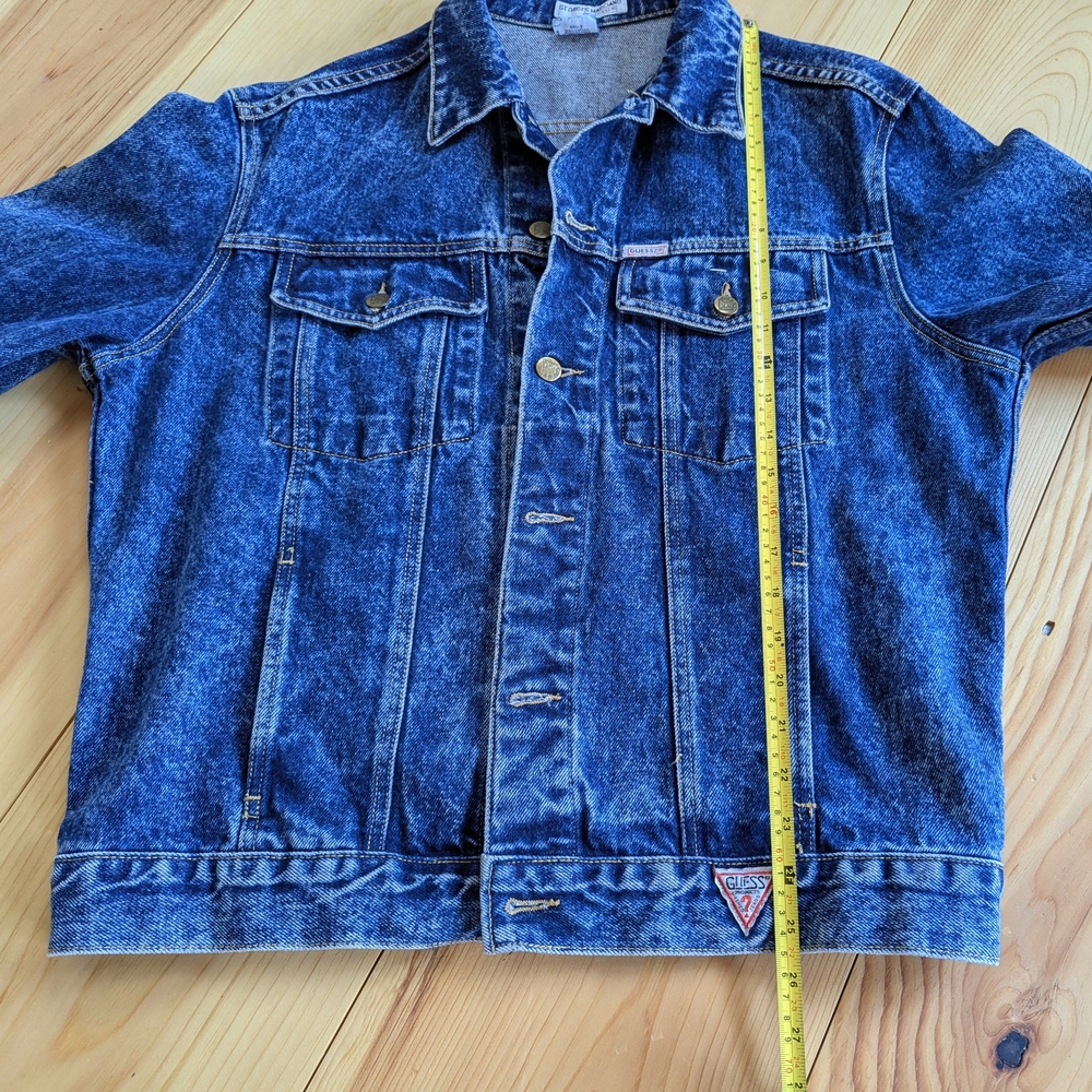 Vintage GUESS Denim Trucker Jean Jacket Georges Marciano Stonewash Blue Large - Picture 12 of 14